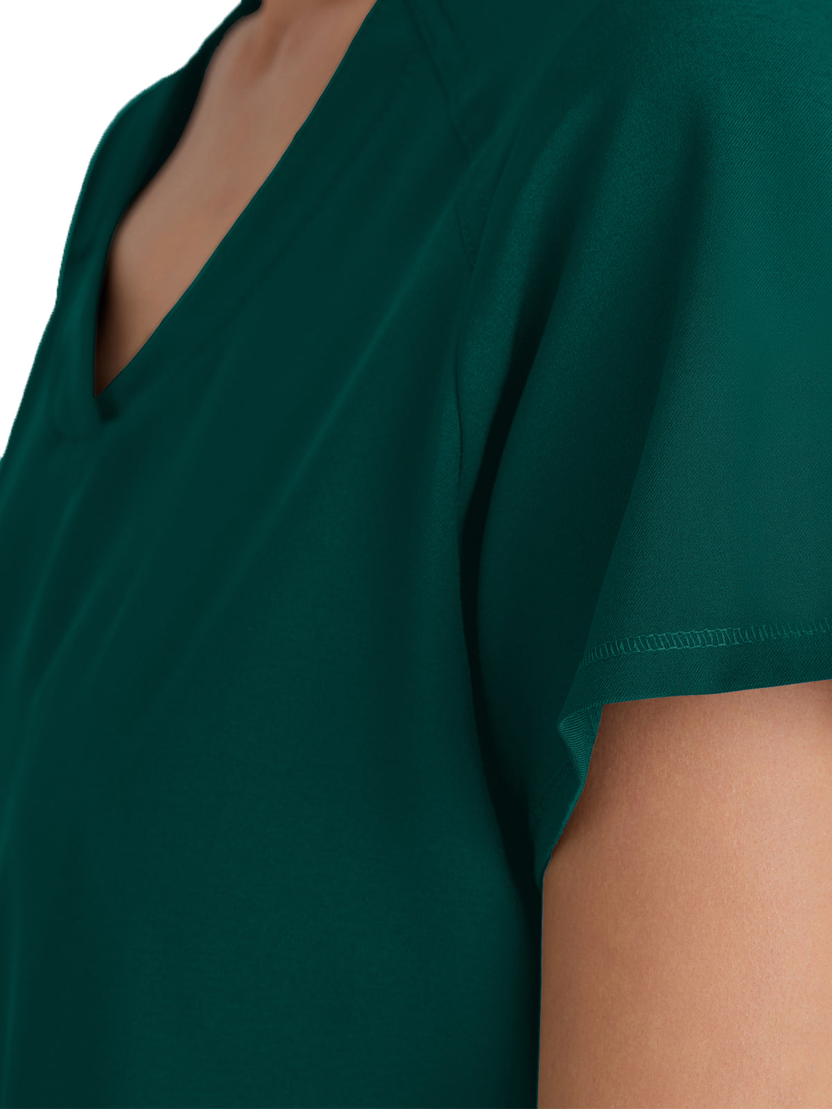 Women's Two-Pocket Piped V-Neck Rhythm Scrub Top - GSST180 - Hunter Green