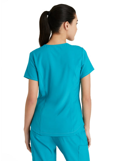 Women's Two-Pocket Piped V-Neck Rhythm Scrub Top - GSST180 - Teal