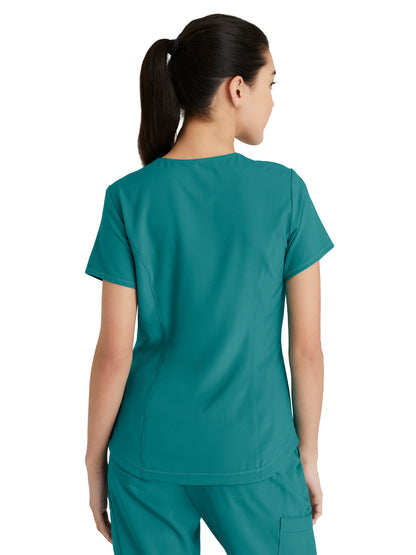 Women's Two-Pocket Piped V-Neck Rhythm Scrub Top - GSST180 - Teal