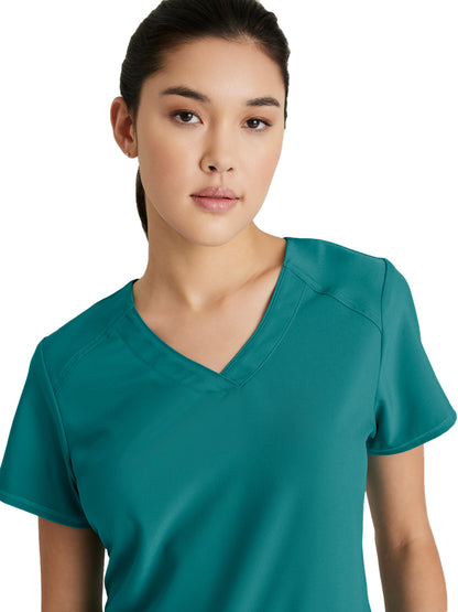 Women's Two-Pocket Piped V-Neck Rhythm Scrub Top - GSST180 - Teal