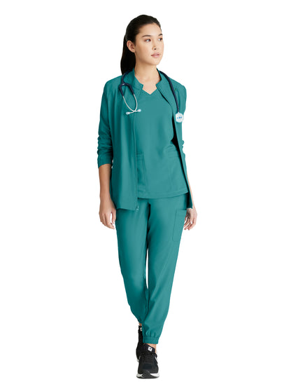 Women's Two-Pocket Piped V-Neck Rhythm Scrub Top - GSST180 - Teal