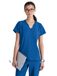 Women's One-Pocket Banded V-Neck Sway Scrub Top - GSST181 - New Royal
