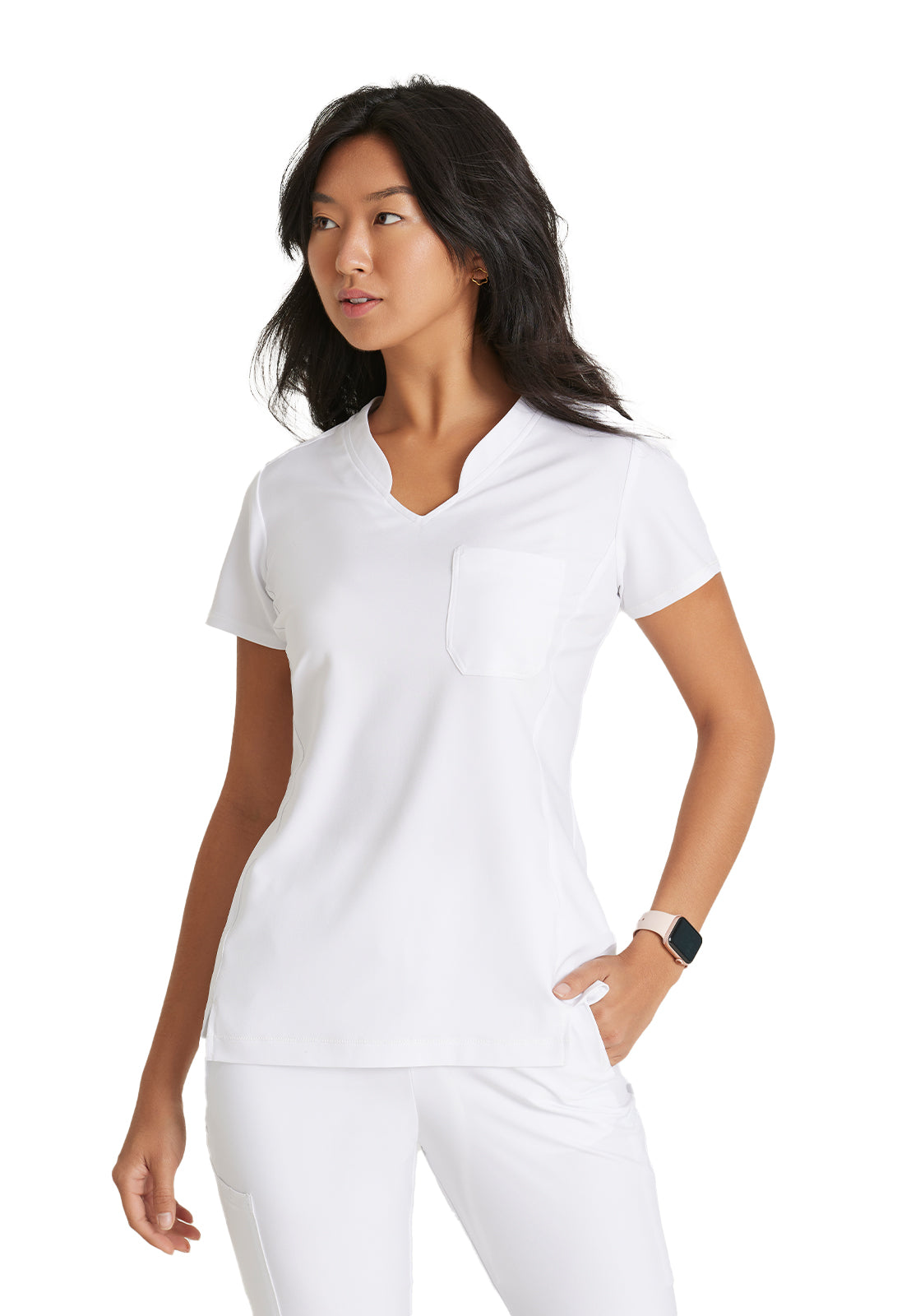 Women's Banded-V-Neck Sway Tuck-In Top - GSST181 - White