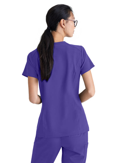 Women's Banded-V-Neck Sway Tuck-In Scrub Top - GSST181 - New Grape