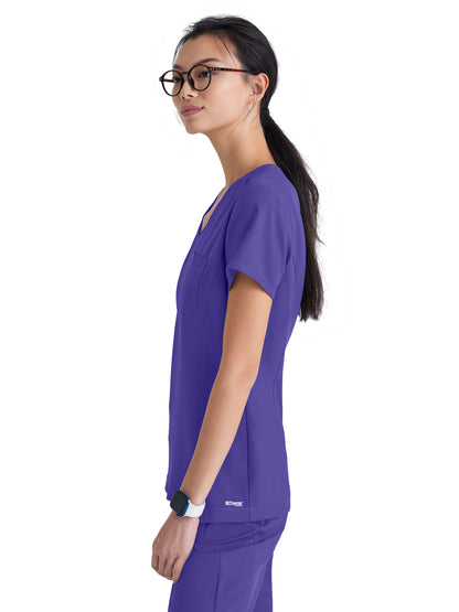 Women's Banded-V-Neck Sway Tuck-In Scrub Top - GSST181 - New Grape