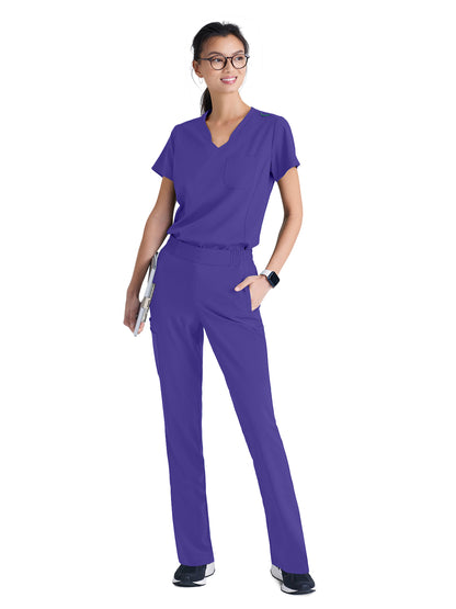 Women's Banded-V-Neck Sway Tuck-In Scrub Top - GSST181 - New Grape