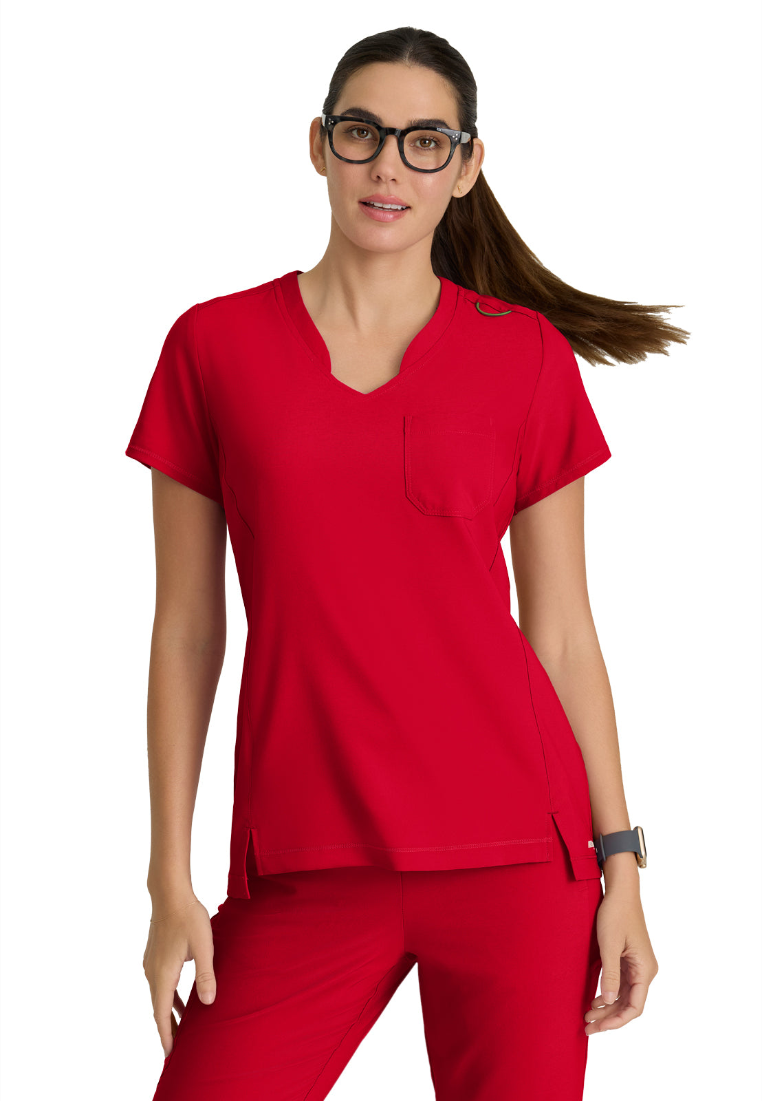 Women's Banded-V-Neck Sway Tuck-In Top - GSST181 - True Red
