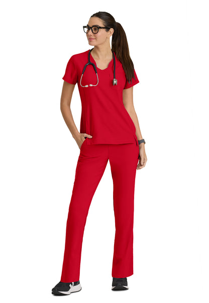 Women's Banded-V-Neck Sway Tuck-In Scrub Top - GSST181 - True Red