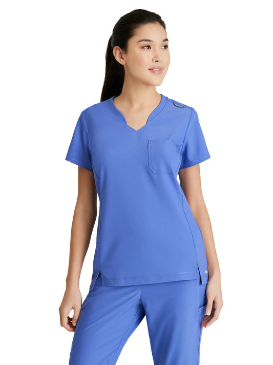 Women's Banded-V-Neck Sway Tuck-In Scrub Top - GSST181 - Vivid Lapis