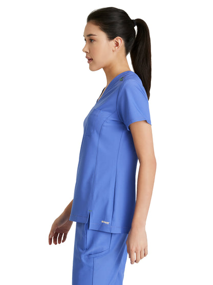 Women's Banded-V-Neck Sway Tuck-In Scrub Top - GSST181 - Vivid Lapis