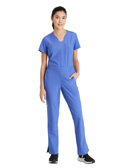 Women's Banded-V-Neck Sway Tuck-In Scrub Top - GSST181 - Vivid Lapis