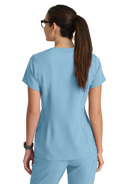 Women's Banded-V-Neck Sway Tuck-In Top - GSST181 - Ocean Mist