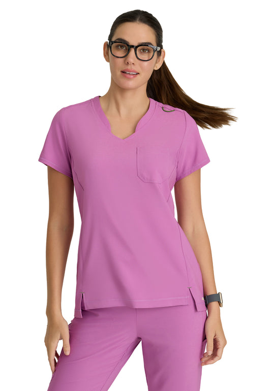 Women's Banded-V-Neck Sway Tuck-In Scrub Top - GSST181 - Twilight Mauve