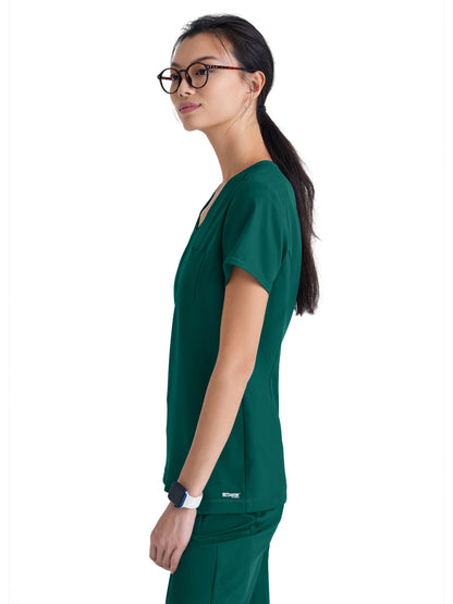 Women's Banded-V-Neck Sway Tuck-In Scrub Top - GSST181 - Hunter Green