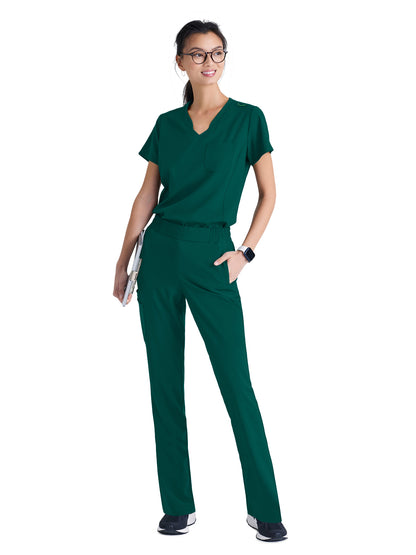 Women's Banded-V-Neck Sway Tuck-In Scrub Top - GSST181 - Hunter Green