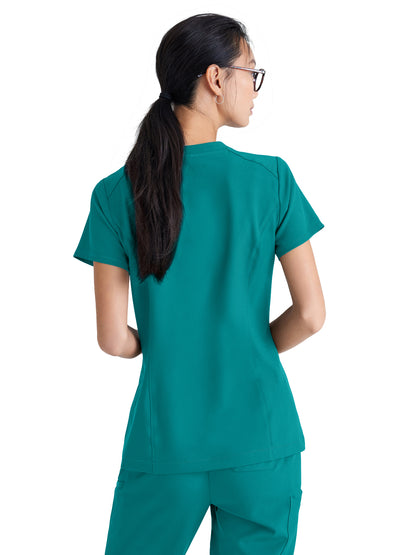 Women's Banded-V-Neck Sway Tuck-In Scrub Top - GSST181 - Teal