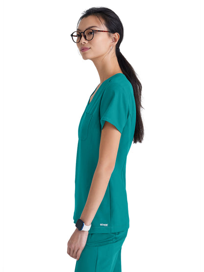 Women's Banded-V-Neck Sway Tuck-In Scrub Top - GSST181 - Teal