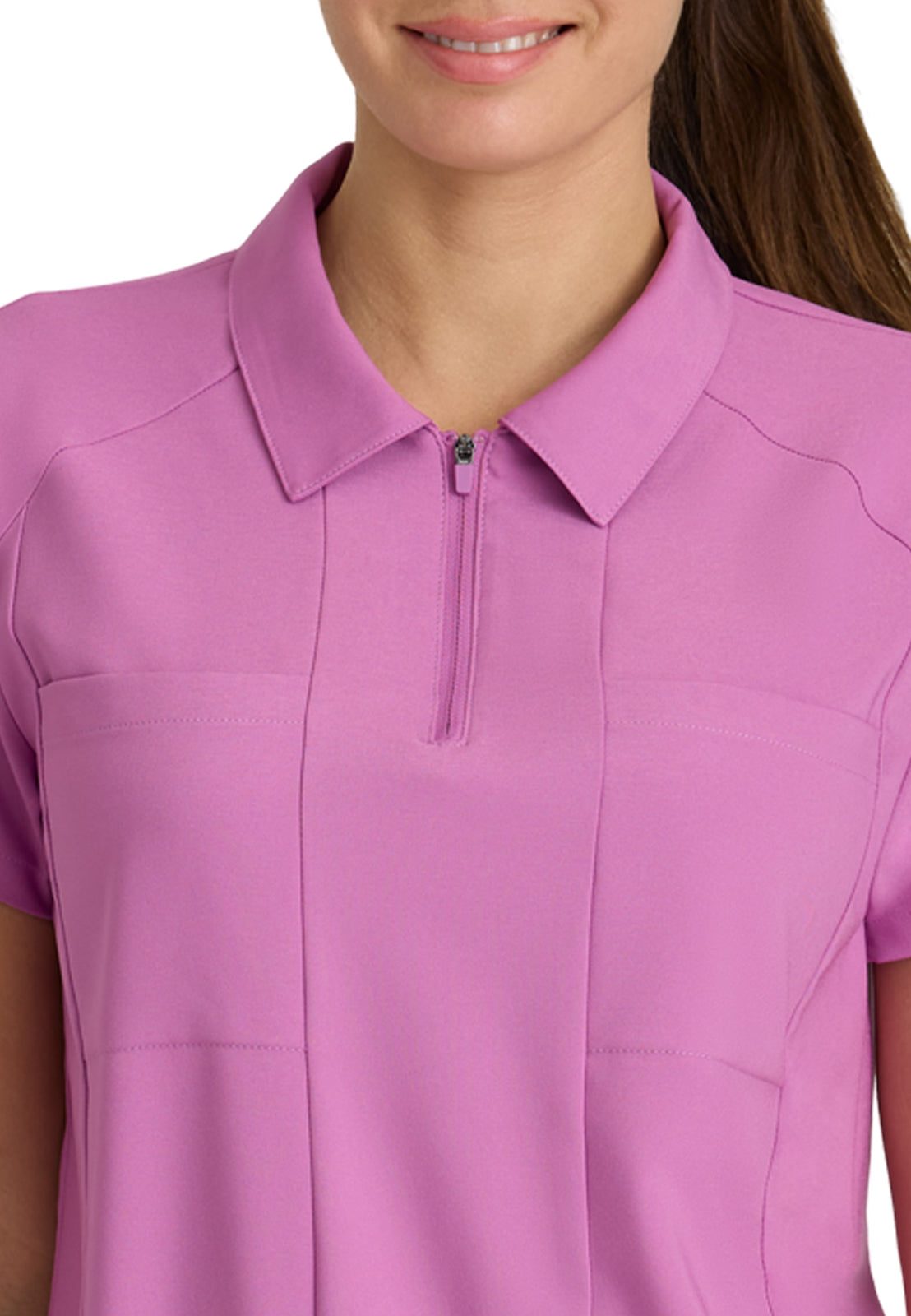 Women's 2 Pocket Zip Neck Banded Waist Perseverance Scrub Top - GSST215 - Twilight Mauve