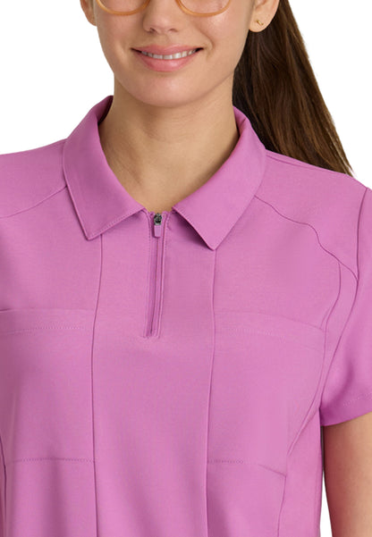 Women's 2 Pocket Zip Neck Banded Waist Perseverance Scrub Top - GSST215 - Twilight Mauve