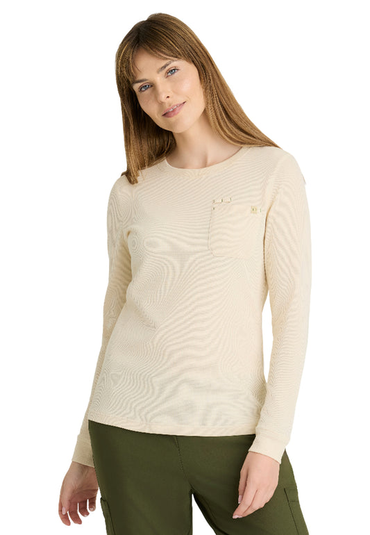 Women's One-Pocket Wanderlust Waffle Knit Top - GSST257 - Soft Dune