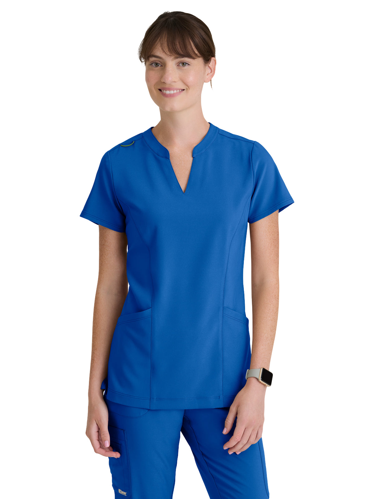 Women's Two Pocket Notch Sky Scrub Top - GSST298 - New Royal