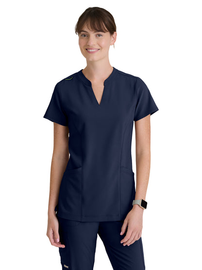 Women's Two Pocket Notch Sky Scrub Top - GSST298 - Indigo (Navy)