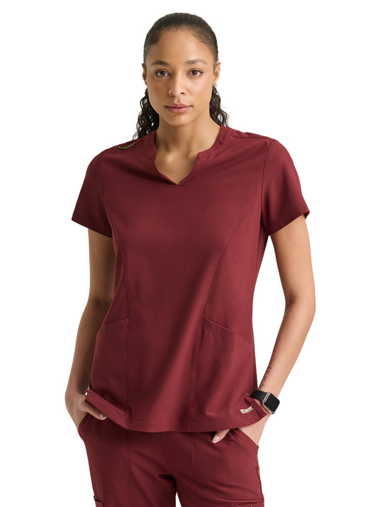 Women's Two Pocket Notch Sky Scrub Top - GSST298 - Chestnut