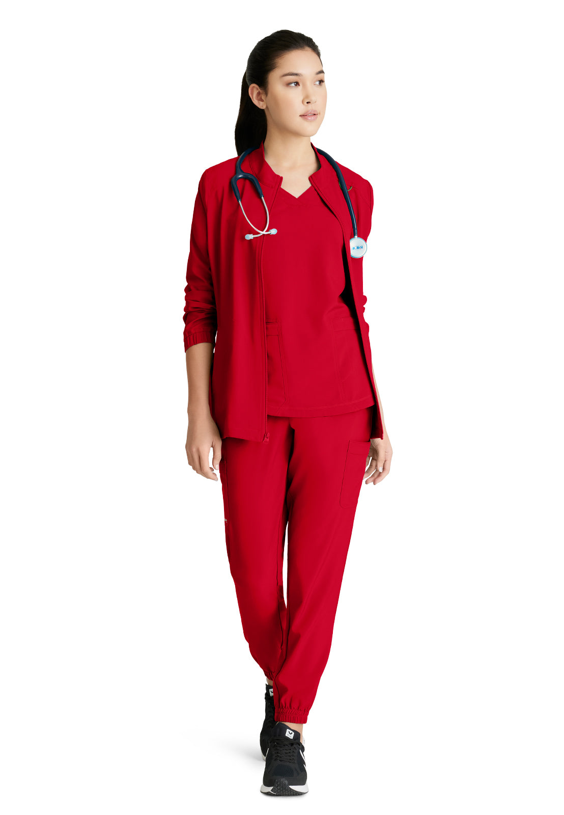 Women's Three-Pocket Virtue Scrub Jacket - GSSW886 - True Red