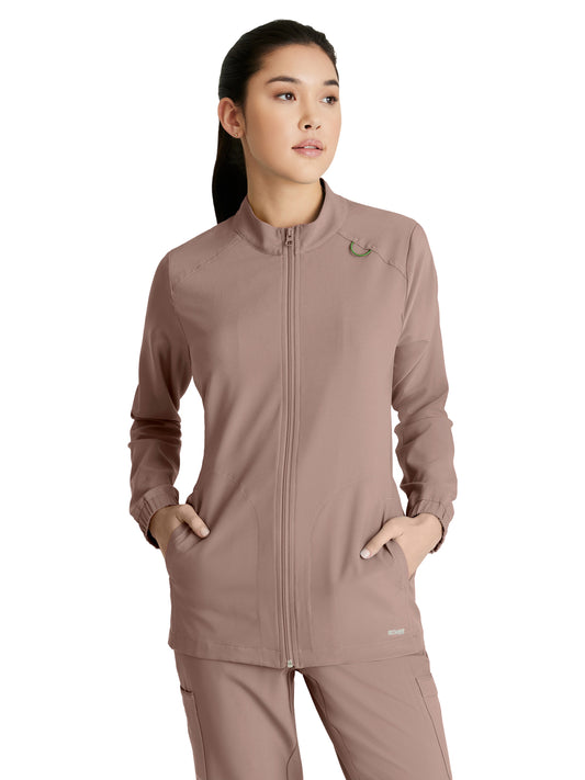 Women's Three-Pocket Virtue Warm-Up Scrub Jacket - GSSW886 - Driftwood