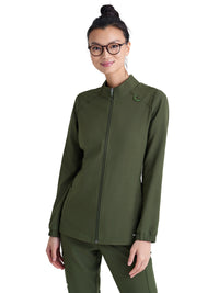 Women's Three-Pocket Virtue Warm-Up Scrub Jacket - GSSW886 - Fern