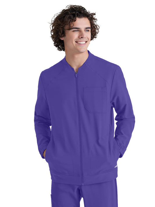 Men's Three-Pocket Banded Collar Cycle Scrub Jacket - GSSW887 - New Grape