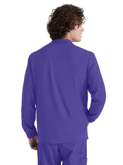 Men's Three-Pocket Banded Collar Cycle Scrub Jacket - GSSW887 - New Grape