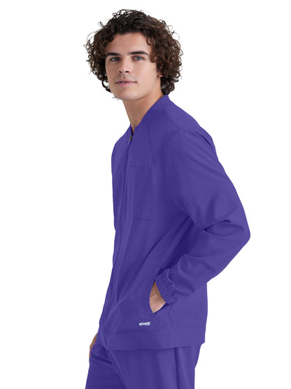 Men's Three-Pocket Banded Collar Cycle Scrub Jacket - GSSW887 - New Grape