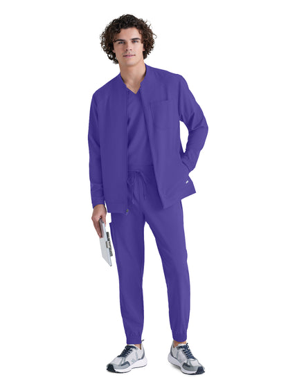 Men's Three-Pocket Banded Collar Cycle Scrub Jacket - GSSW887 - New Grape