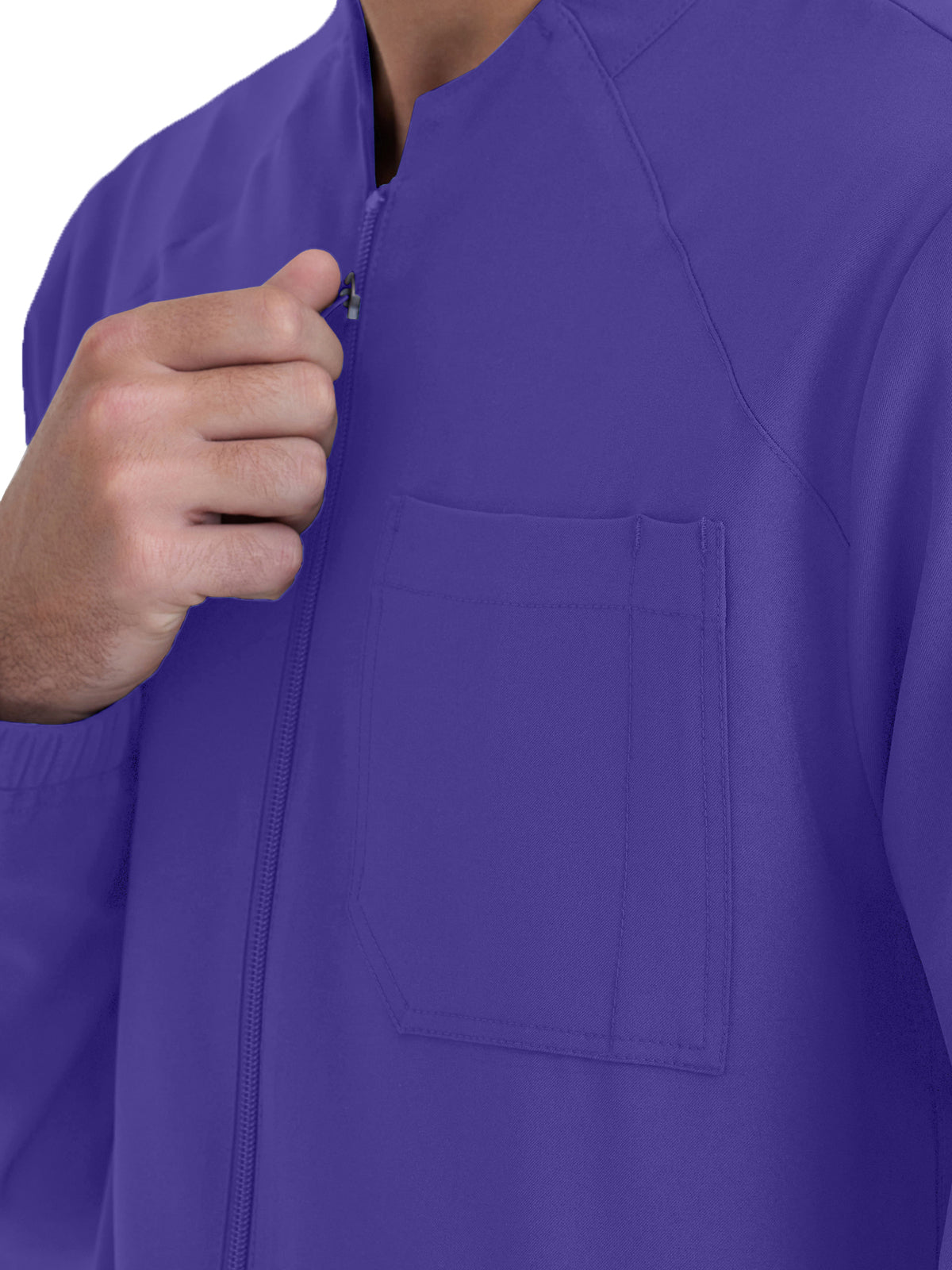 Men's Three-Pocket Banded Collar Cycle Scrub Jacket - GSSW887 - New Grape