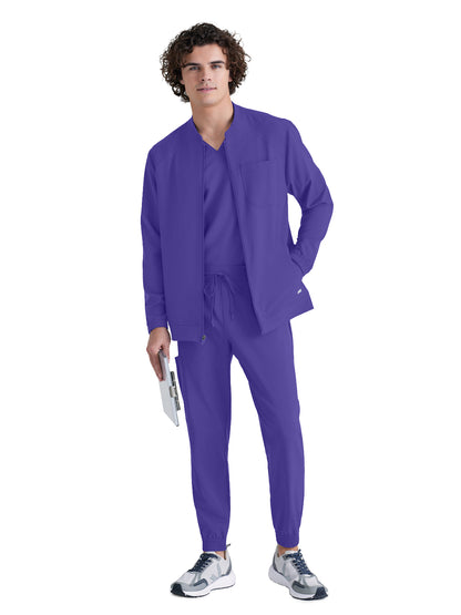 Men's Three-Pocket Banded Collar Cycle Scrub Jacket - GSSW887 - New Grape