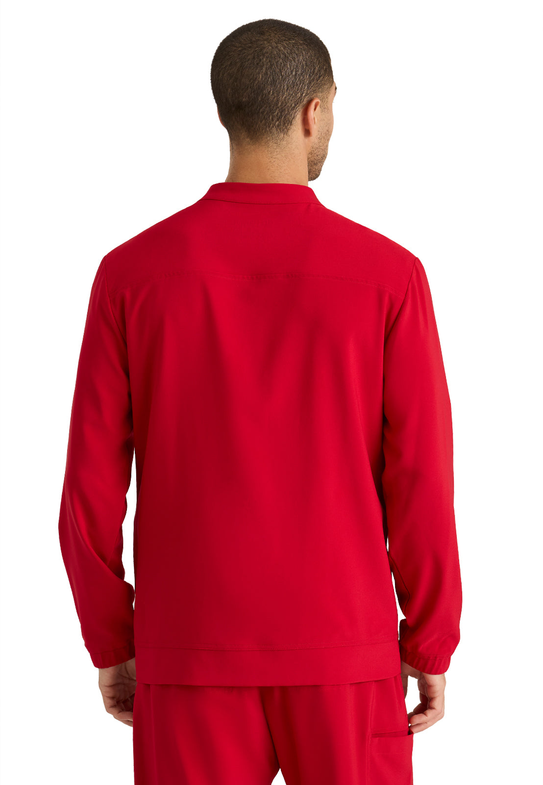 Men's Three-Pocket Banded Collar Cycle Scrub Jacket - GSSW887 - True Red