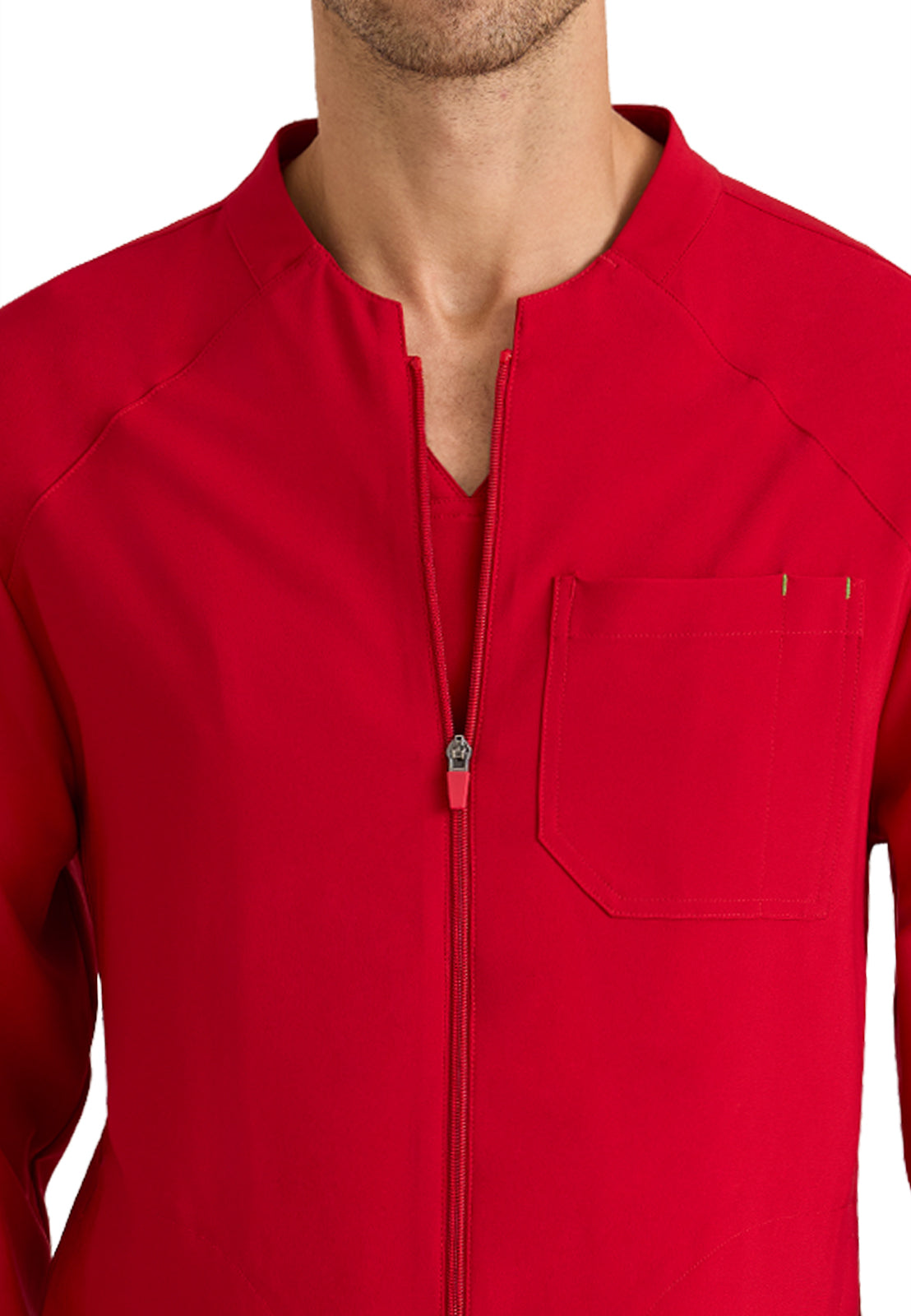 Men's Three-Pocket Banded Collar Cycle Scrub Jacket - GSSW887 - True Red