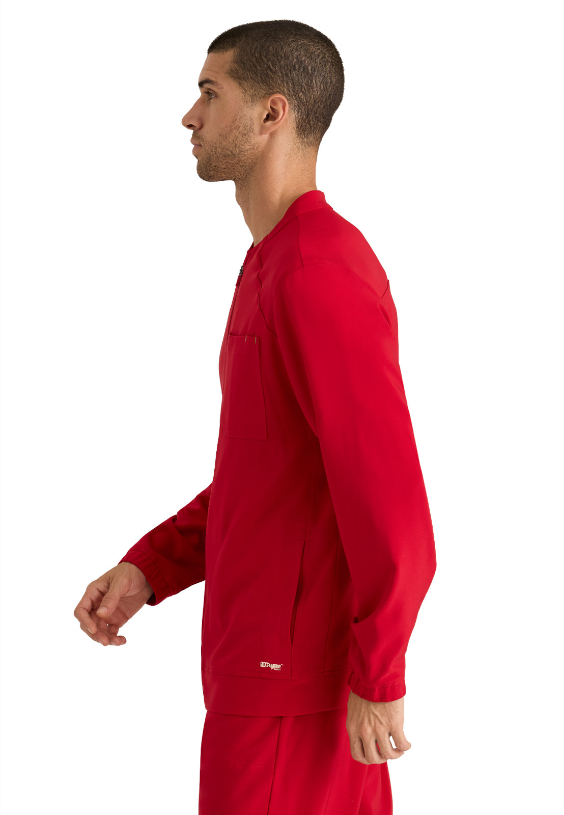 Men's Three-Pocket Banded Collar Cycle Scrub Jacket - GSSW887 - True Red