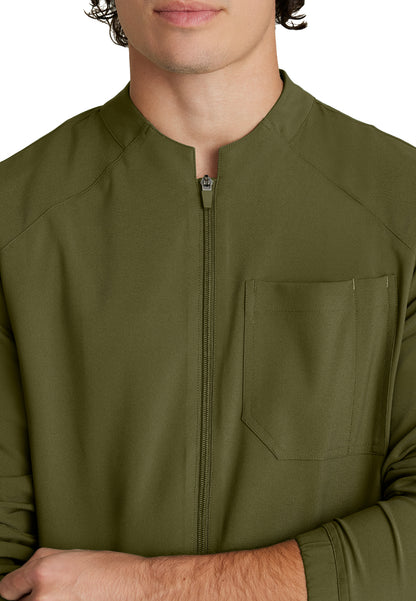 Men's Three-Pocket Banded Collar Cycle Scrub Jacket - GSSW887 - Fern