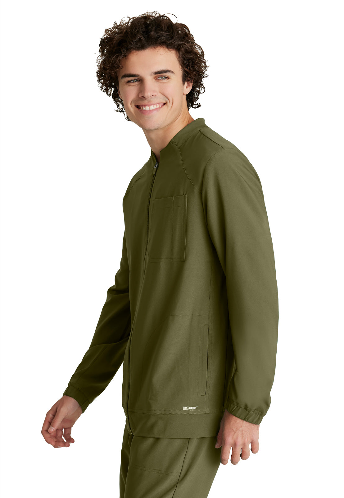 Men's Three-Pocket Banded Collar Cycle Scrub Jacket - GSSW887 - Fern