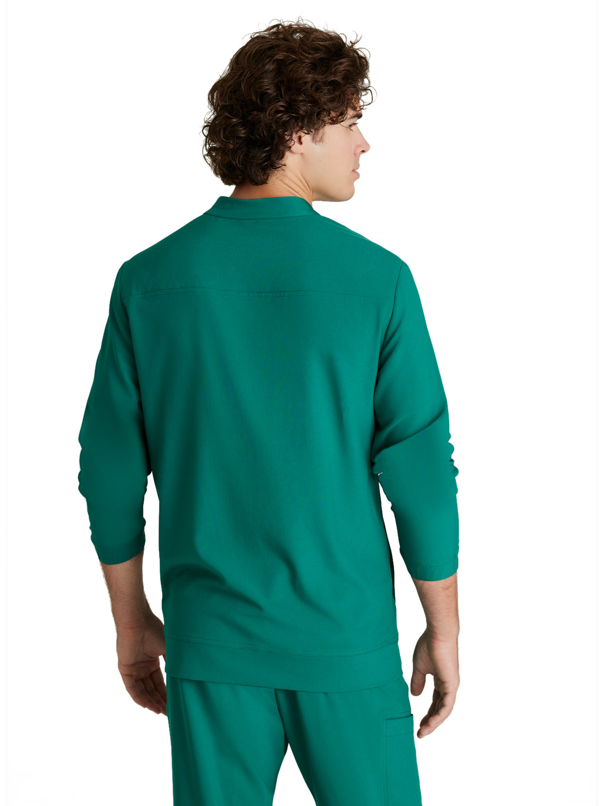 Men's Three-Pocket Banded Collar Cycle Scrub Jacket - GSSW887 - Hunter Green