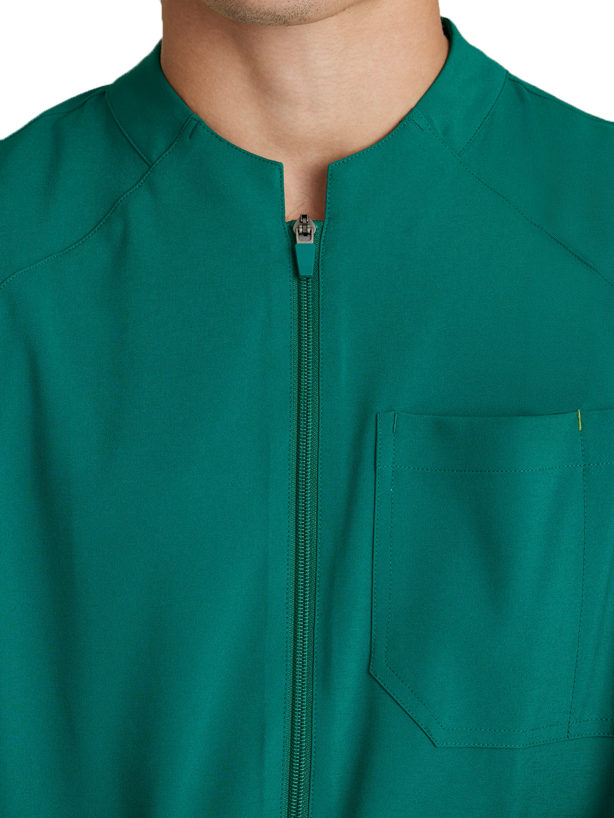 Men's Three-Pocket Banded Collar Cycle Scrub Jacket - GSSW887 - Hunter Green