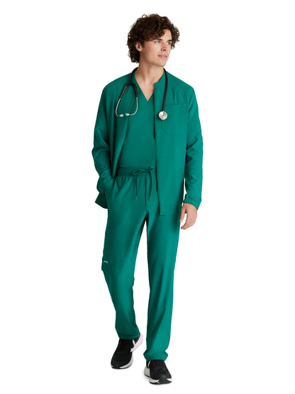 Men's Three-Pocket Banded Collar Cycle Scrub Jacket - GSSW887 - Hunter Green