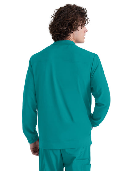 Men's Three-Pocket Banded Collar Cycle Scrub Jacket - GSSW887 - Teal