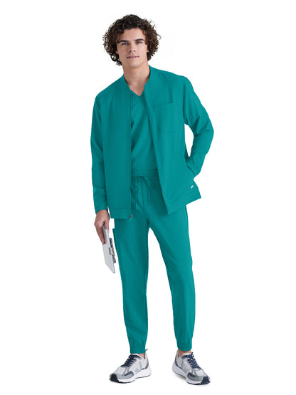 Men's Three-Pocket Banded Collar Cycle Scrub Jacket - GSSW887 - Teal