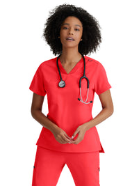 Women's One-Pocket Bree Tuck-In Scrub Top - GVST028 - Coral Love