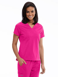 Women's One-Pocket Bree Tuck-In Scrub Top - GVST028 - Pink Orchid