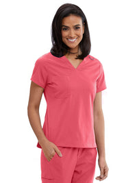 Women's One-Pocket Bree Tuck-In Scrub Top - GVST028 - Peach Flower