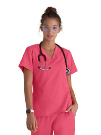 Women's One-Pocket Bree Tuck-In Scrub Top - GVST028 - Rose Splash